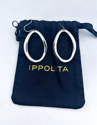 IPPOLITA Signed Sterling 925 Wave Flat Dangle Hoop Earrings - 2.0” - Image 1 of 3
