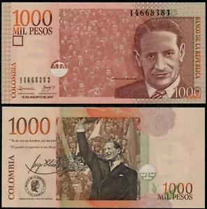 COLOMBIA 1000 PESOS (P456i) 15.08.2007 UNC - Picture 1 of 1