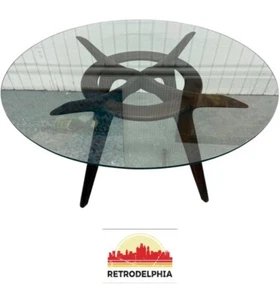Mid-Century Modern Adrian Pearsall Walnut Glass Top “Compass” Dining Table - Picture 1 of 8