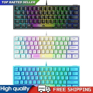 K61 Ergonomic Gaming Computer Laptop Office Keyboard 62 Keys RGB Wired Keyboard - Picture 1 of 11