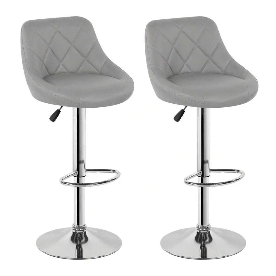2x Bar Stools Gas Lift Swivel Stools Home Breakfast Pub Counter Chair PU Leather - Image 1 of 4