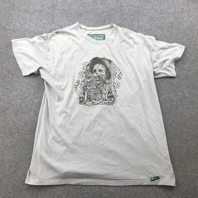 Billabong 衬衫男式 XL 白色头骨图案 100% 棉冲浪溜冰 T 恤 Y2K — 第 1/4 张图片