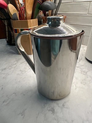 Mid-Century Modern Stainless Steel & Copper Insulated Pitcher with Lid   - Image 1 of 3
