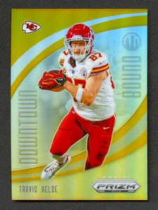 TRAVIS KELCE 2024 PRIZM DOWNTOWN BOUND GOLD REFRACTOR CHIEFS INSERT /10 - Picture 1 of 2