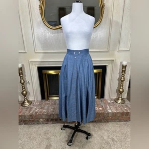 Vintage Starfire Chambray Button Front Midi Skirt Made USA Sz 12 100% Cotton - Picture 1 of 13
