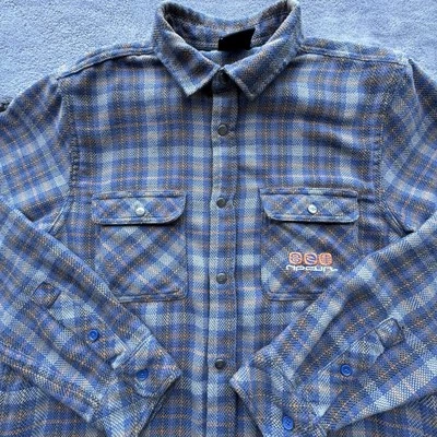 Rip Curl Shirt Mens Medium Blue Orange Flannel Chest Pockets Outdoor Western - Image 1 of 4