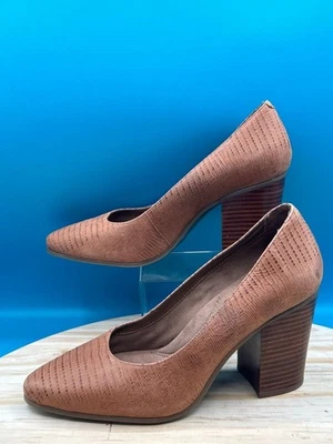 Аэрозоли каблук насос каблук женщин Sz 8 коричневый кожаный заостренный носок блок каблук - Изображение 1 из 4