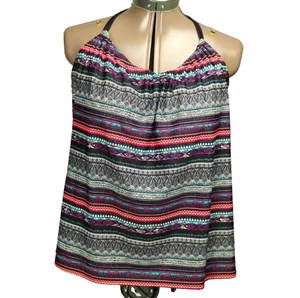 Sujetador Tankini a Rayas Espalda Corredora Kona Sol Ojo de Cerradura Trasero Incorporado Multicolor XL - Imagen 1 de 19