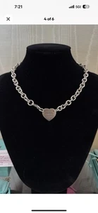 Tiffany & Co Sterling Silver Return to Tiffany Heart Tag Choker Necklace W/Box - Picture 1 of 4