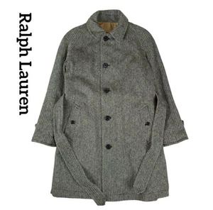 Ralph Lauren Reversible Balmacaan Coat Deadstock Herringbone Beige Gray JAPAN - Picture 1 of 24