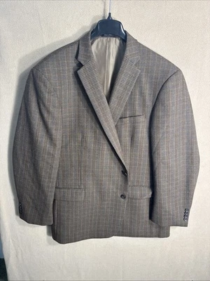 Jean Paul Germain 54L Slim Fit коричневый сетки в полоску проверить тяжелая шерсть 2 кнопки - Изображение 1 из 4