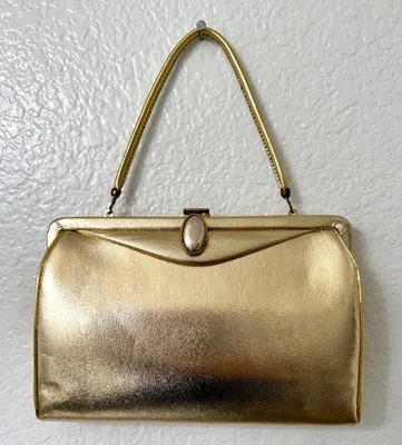 Bolso sin asas After Five vintage Glamor convertible dorado con marco de cartera Foto 1 de 4