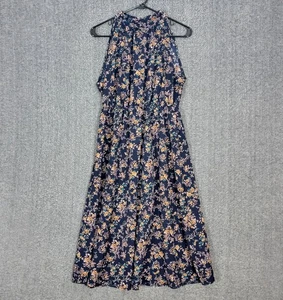 Vestido rosa esmery para mujer grande azul marrón floral sin mangas Cottagecore Midi - Imagen 1 de 11