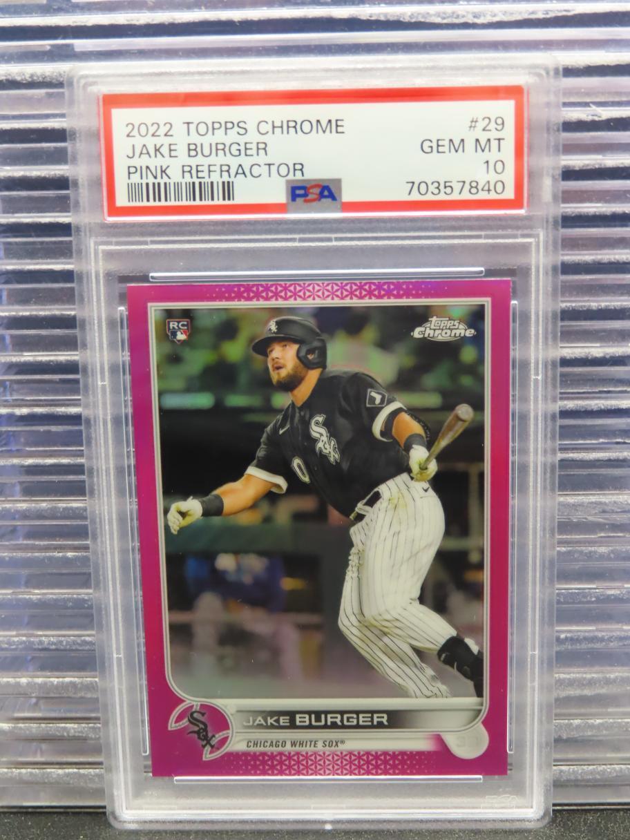 2022 Topps Chrome Jake Burger Pink Refractor Rookie RC #29 PSA 10 White Sox