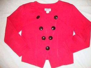 Womens Juniors Vintage Red Big Black Buttons Military Style Blazer Lajate USA M - Picture 1 of 5