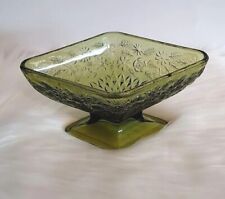 Indiana Glass footed dish with floral Pattern. Circa 70's. Trinket / Soap Dish.