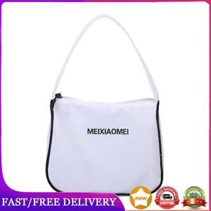 Women Retro Nylon Handbag Casual Clutch Ladies Small Shoulder Bag (White) AU