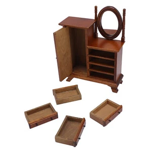 1:12 Scale Wooden Dollhouse Makeup Dressing Table With Mirror Mini Decor Part - Picture 1 of 12