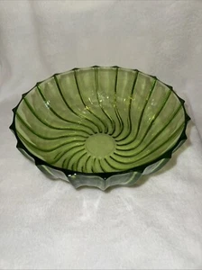 Federal Glass Rhythm Green Bowl Limelight Large Size 9” Diameter Vintage EUC - Picture 1 of 5