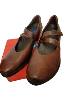 Dark Caramel Brown Leather WOLKY Tempo Mary Jane Style Heels EU 43 US US 11.5 - Picture 1 of 8