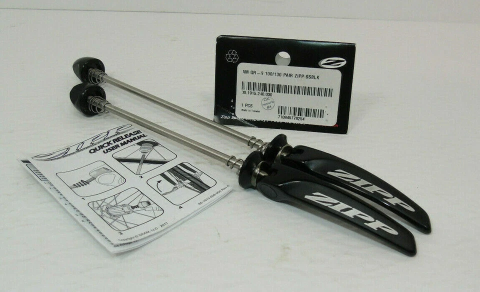 *No Import Fees* Genuine Zipp AM Road Q/R Set,Front&Rear,Stainless Steel,Blk,New - Image 1 of 1