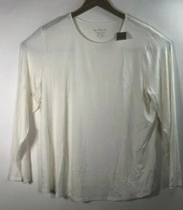 NWT Chico's Women’s Size 4 Long Sleeve Top Shirt Ivory Rayon Spandex - Picture 1 of 11