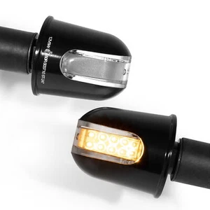 Lenkerendenblinker Set Alu Rondo LED Schwarz ECE-Zulassung Lenkerblinker 1 Paar - Picture 1 of 4