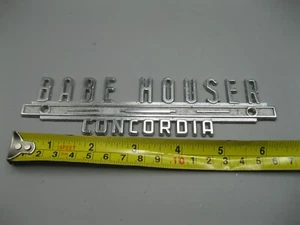 Vintage Metal Auto Car Dealer / Dealership Emblem / Badge Babe Houser Concordia - Picture 1 of 2