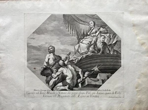 Kupferstich Andrea Zucchi 1678-1740 Venezia Herkules Neptun Mythologie - Bild 1 von 9