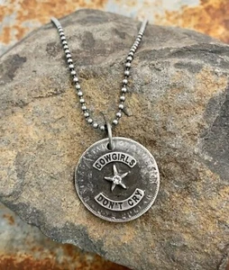 Cowgirls Don’t Cry Silver Dollar Pendant Necklace - Picture 1 of 2