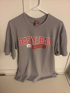 Nike Ohio State Buckeye Team Basketball Warm Up Shirt Fit-Dry Sz Medium Gray