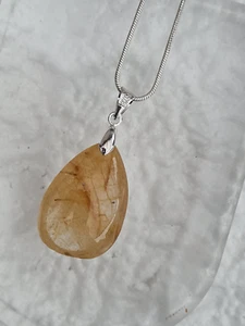 Geschenkset: Großer Rutilquarzanhänger + Silberkette (D48) - Picture 1 of 3