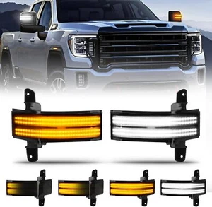 2x LED Tow Side Mirror Marker Turn Signal Light For Chevy Silverado GMC Sierra - Picture 1 of 7