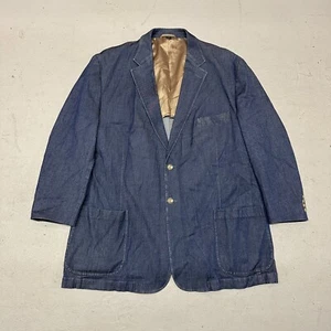 Paul Fredrick Denim Chambray Blazer Men 50R Sport Coat Jacket Western Cowboy - Picture 1 of 14