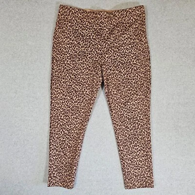 Pantalones elásticos Ann Taylor nuevos con etiquetas marrón estampado animal talla cremallera talla XL Foto 1 de 4