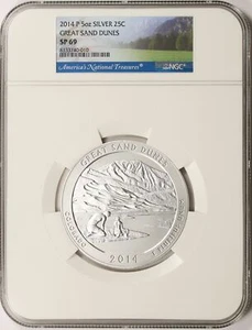 2014-P Great Sand Dunes ATB 5 oz Silver Quarter 25c NGC SP69 - Picture 1 of 4