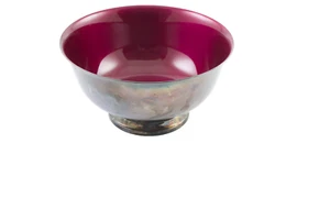 Vintage MCM Reed & Barton SilverPlate & Magenta Enamel Paul Revere Bowl #1120 - Picture 1 of 8