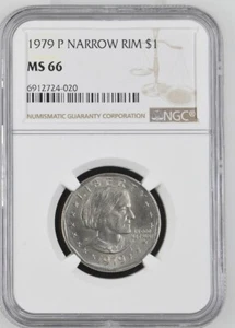 1979-P Susan B. Anthony Dollar $1 "Narrow Rim, Far Date" - NGC MS 66 - Picture 1 of 2