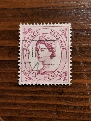 Great Britain Queen Elizabeth II Six Pence POSTAGE REVENUE Used Stamp - Image 1 of 4