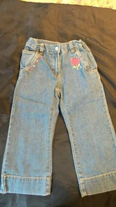Gymboree HOLLAND DAYS Denim Blue Jeans ~ Red Tulip ~ Girl's 5 ~ Pre-owned - Picture 1 of 4