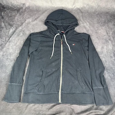 Tommy Hilfiger Hoodie Mens Large Black Full Zip Drawstring Cotton Blend Jacket - Image 1 of 4