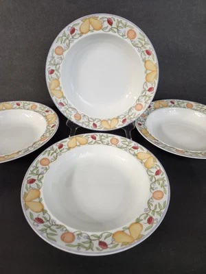 Dansk FIANCE FRUITS Rim Soup Bowls Set of 4 Retired Pattern  - Image 1 of 4
