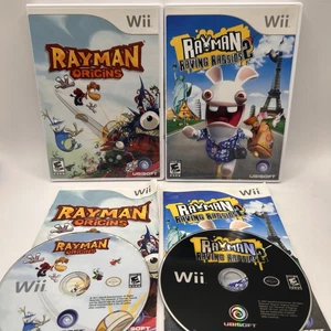 Nintendo Wii Rayman Origins and Raving Rabbids 2 Komplett CIB Getestet Kostenloser Versand - Bild 1 von 4