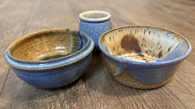 Stark Signed керамика синий коричневый кремовый набор из 3 предметов  - Изображение 1 из 4