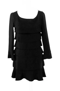 Chanel Y2K Langarm Fall 2001 Kleid Wollkleid Stufen Volant schwarz FR38 S - Bild 1 von 7