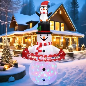 6FT Christmas Snowman Inflatable Decoration Snowman Penguin Blow Up Yard Deco... - Bild 1 von 6