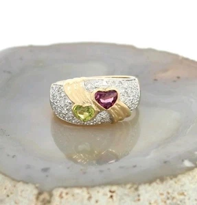 Diamant, Amethyst, Peridot, 585 Gold Ring, Gr.55/17.5mm - Bild 1 von 6