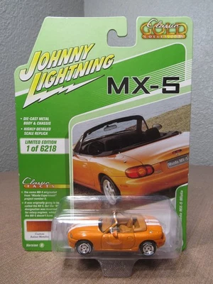 Johnny Lightning 1999 Mazda MX-5 Miata naranja blanco rayas edición limitada 1/6218 Foto 1 de 4