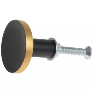 Pomelli per armadio 1-1/4" nero e oro ottone massiccio cassetti estraibili tondi 2 manopole - Foto 1 di 4