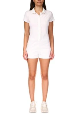 Mameluco Sanctuary para mujer de tela de rizo junto a la piscina blanco talla S Foto 1 de 2